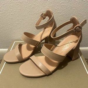 Nude strappy heels